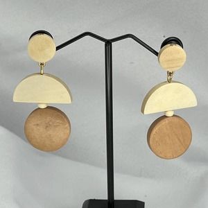 Wooden Geometric Dangle Earrings